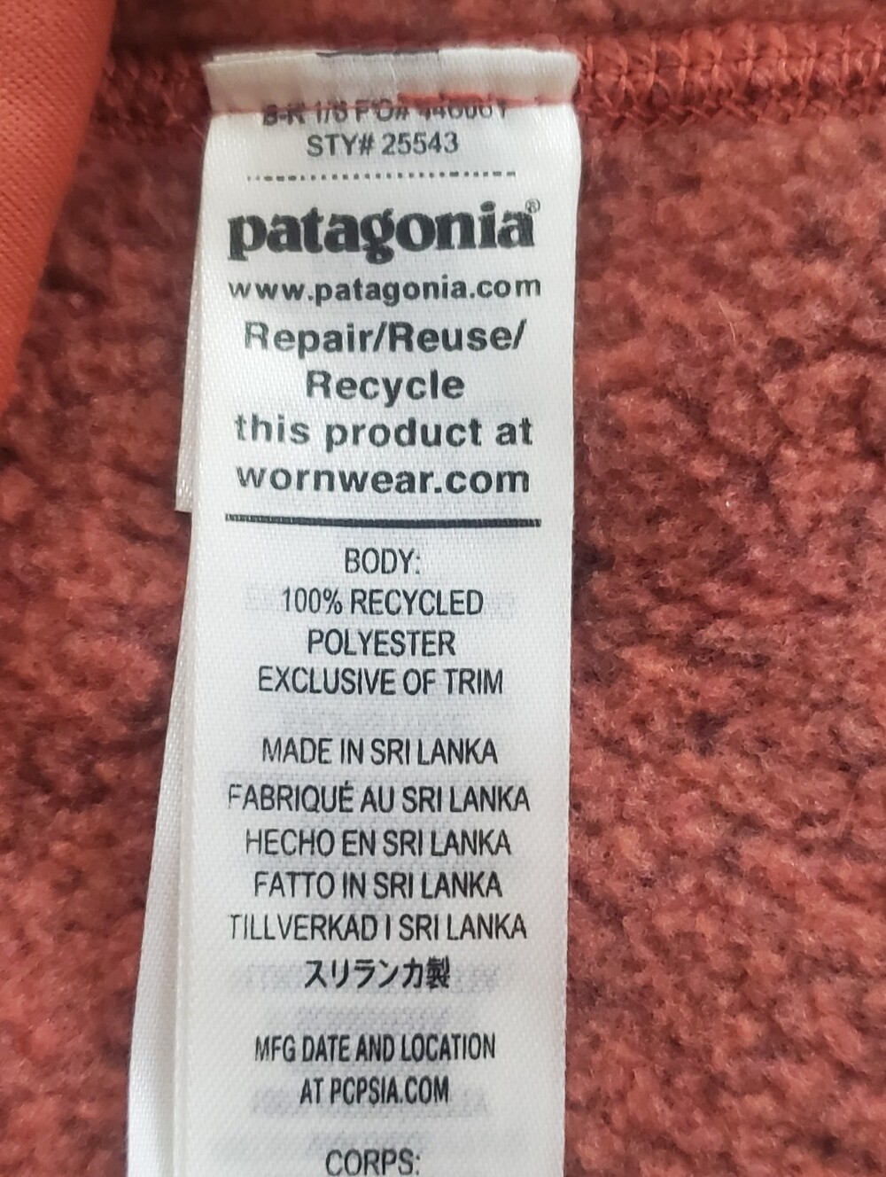 Patagonia Womens Pink Orange Salmon Better Sweater Jacket Fleece Medium 25543 - Picture 6 of 9